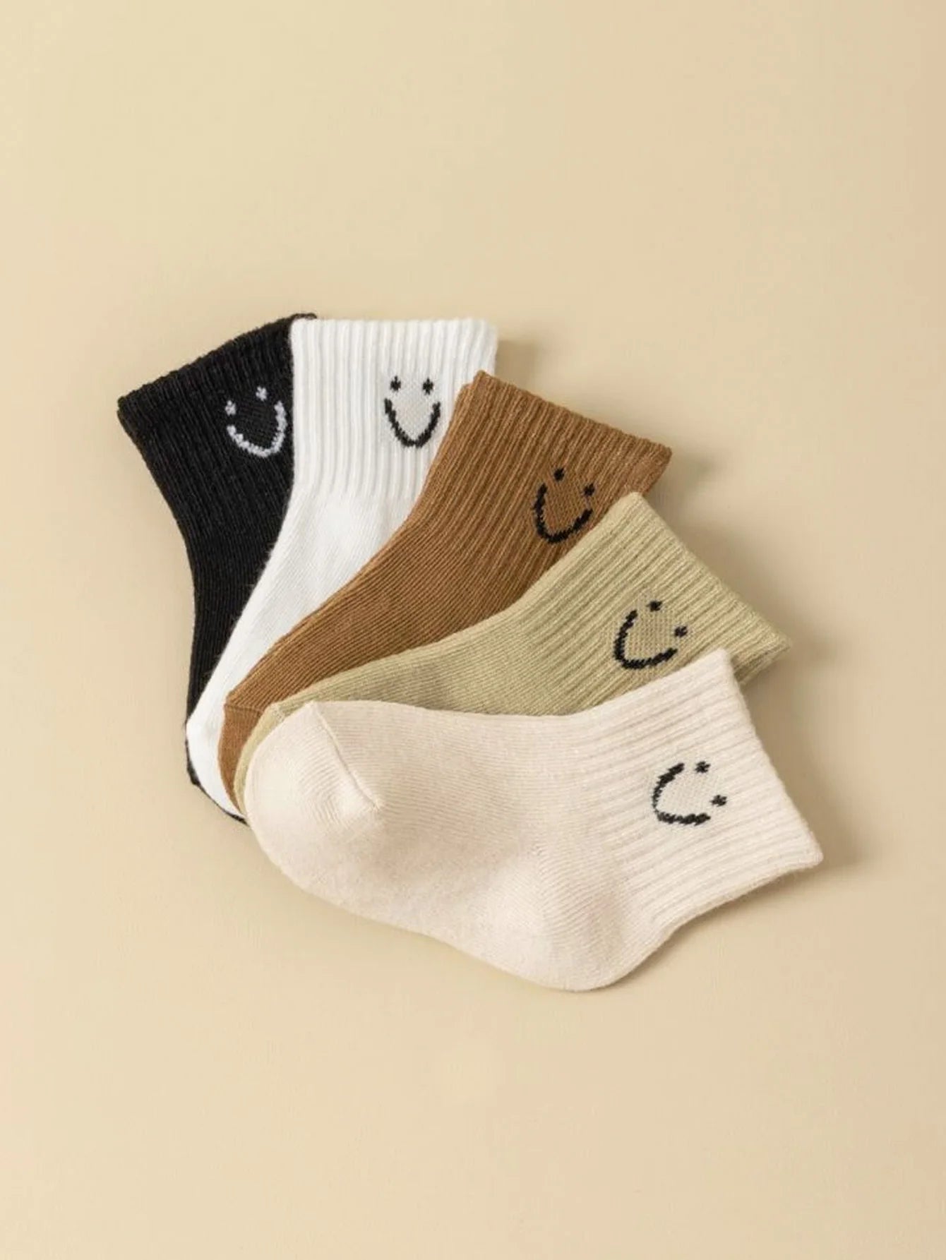 5Pairs Baby Socks Infant Cartoon Solid Color Soft And Comfortable White Mid-Calf Socks For Daily Life