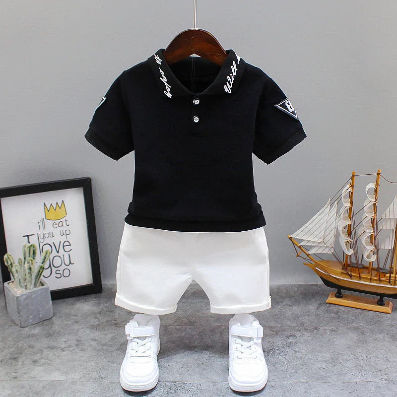 Baby Little Boy's Clothing Set Summer White Black Children Kid's Sport Suit Toddler Boys Girls Formal Clothes Sets Kids Clothes