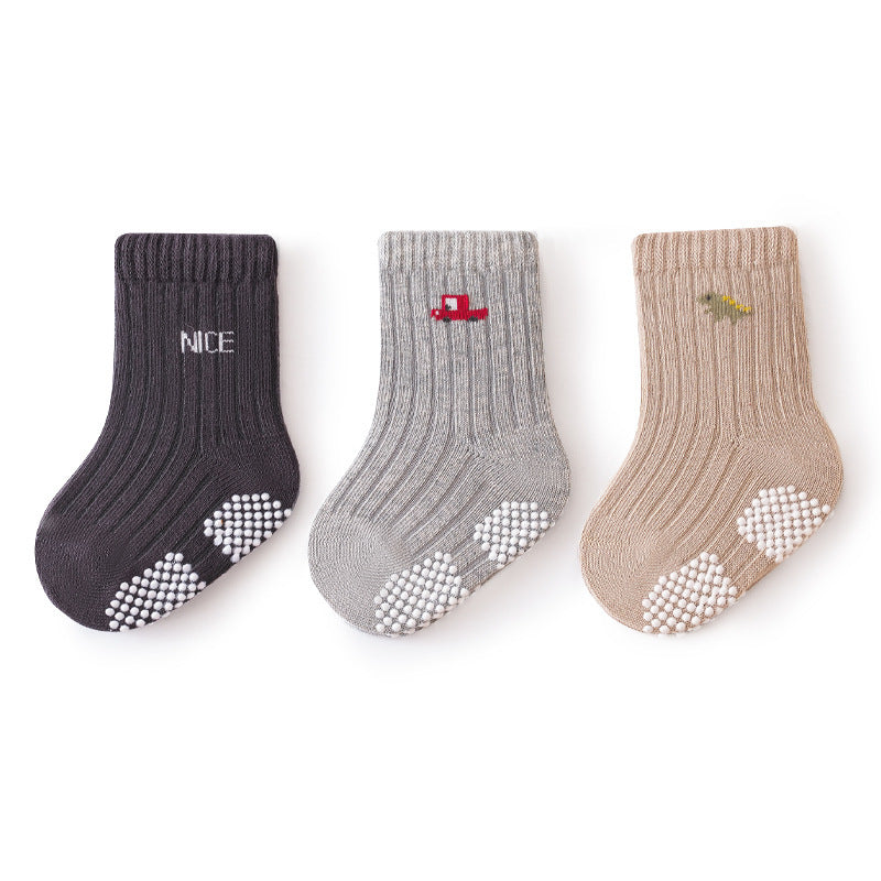 3 Pairs Korean Kids Soft Fashion Cartoon Socks Baby Middle Tube Stockings Long Socks for Infant Toddler Boys Girls Casual Socks