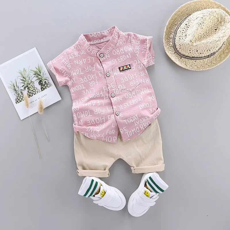 New Summer Baby Boys Clothes Suit Children Fashion Letter Shirt Shorts 2Pcs/Sets Toddler Casual Costume Infant Kids Tracksuits