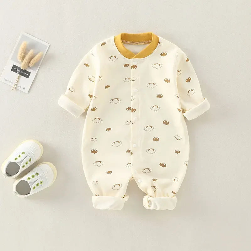 Baby Bodysuit Cotton Print Long Sleeve Boys and Girls Infant Comfort Creeper One Piece Spring and Autumn