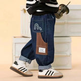 Children's Clothing Boys' Spring and Autumn Pants 2025 New Style Children's Jeans Medium and Large Children's Casual Pants