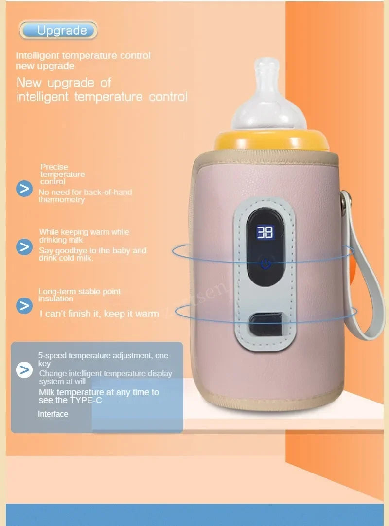 Portable Baby Milk Warmer Guardian Travel Digital Display Nursing Bottle USB Baby Bottle Hot Bag Universal Heater