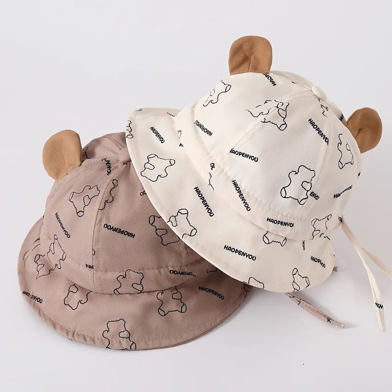 New Korean Cute Baby Bucket Hat Outdoor Sun Hat Kids Adjustable Fisherman Basin Hat Boys Girls Outdoor Sun Caps Child Panama Cap