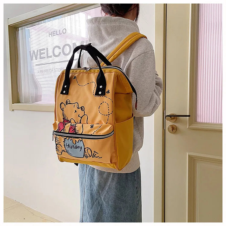 Disney New Mommy Bag Fashion Cartoon Print Large Capacity Mommy Bag Mother and Baby Bag Waterproof Bottle Diaper Backpack