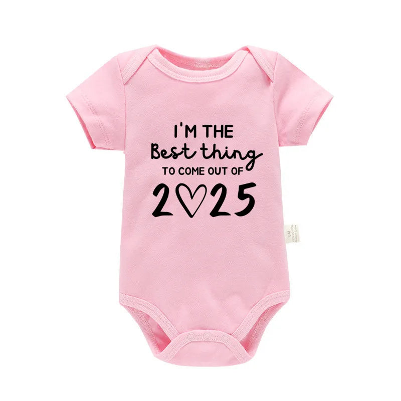 I'm the Best Thing 2025 Newborn Baby Clothes White Cotton Summer Bodysuits for Infants Short Sleeve Boys Girls Romper