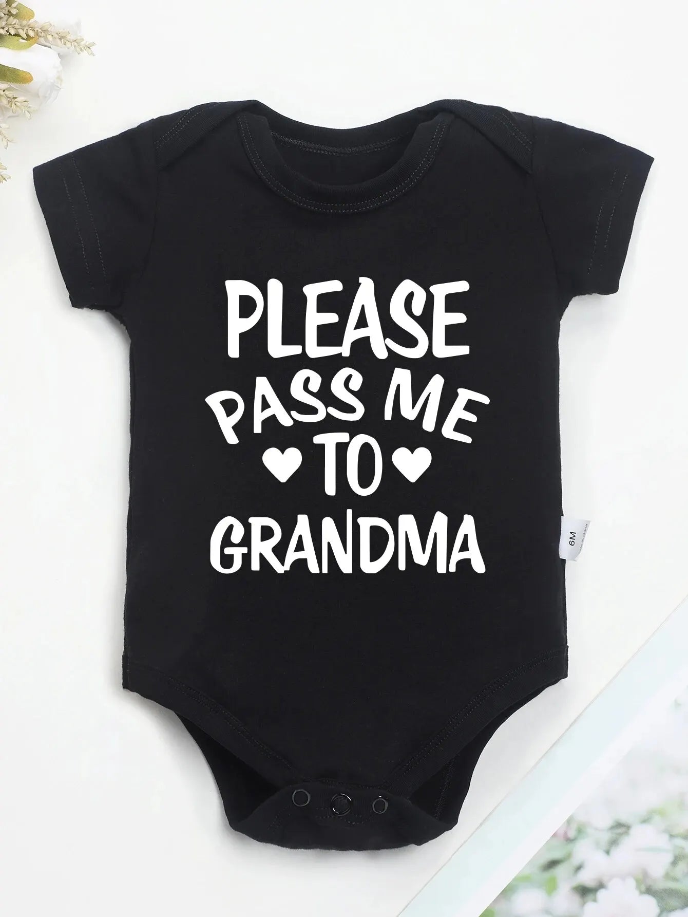 Cute Harajuku Newborn Bodysuit Please Pass Me to Grandma Printed Fun Baby Boy and Girl Clothes Fine Gift Cotton Infant Onesie