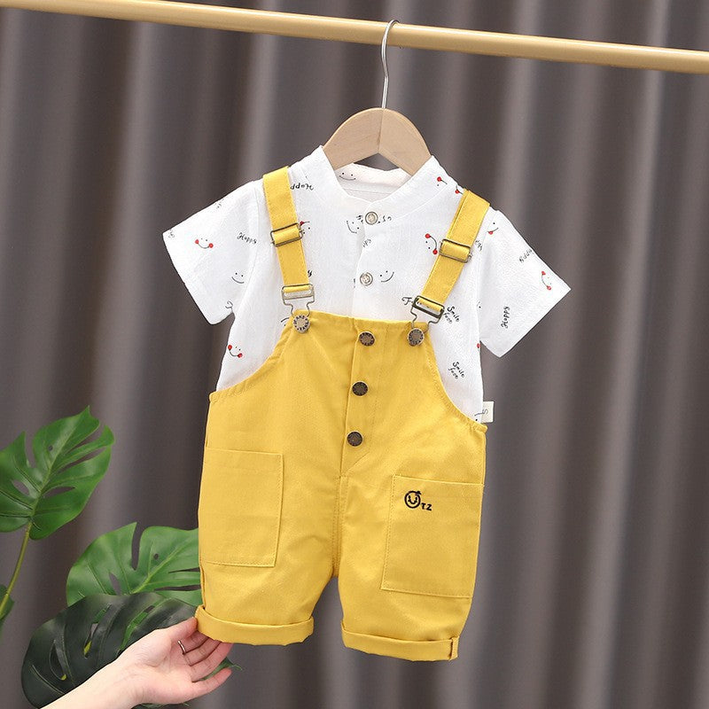 New Summer Baby Boys Clothes Suit Children Girls Fashion T-Shirt Overalls 2Pcs/Set Toddler Casual Costume Kids Tracksuits