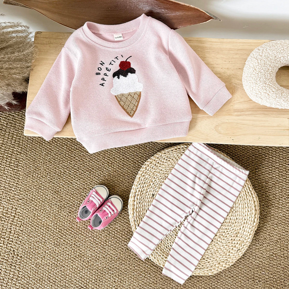 Newborn Girl Clothes Autumn Infant Outfit Sets Long Sleeve 2Pcs Pink Baby Kids Children Clothes Tracksuit Spring Top Pants