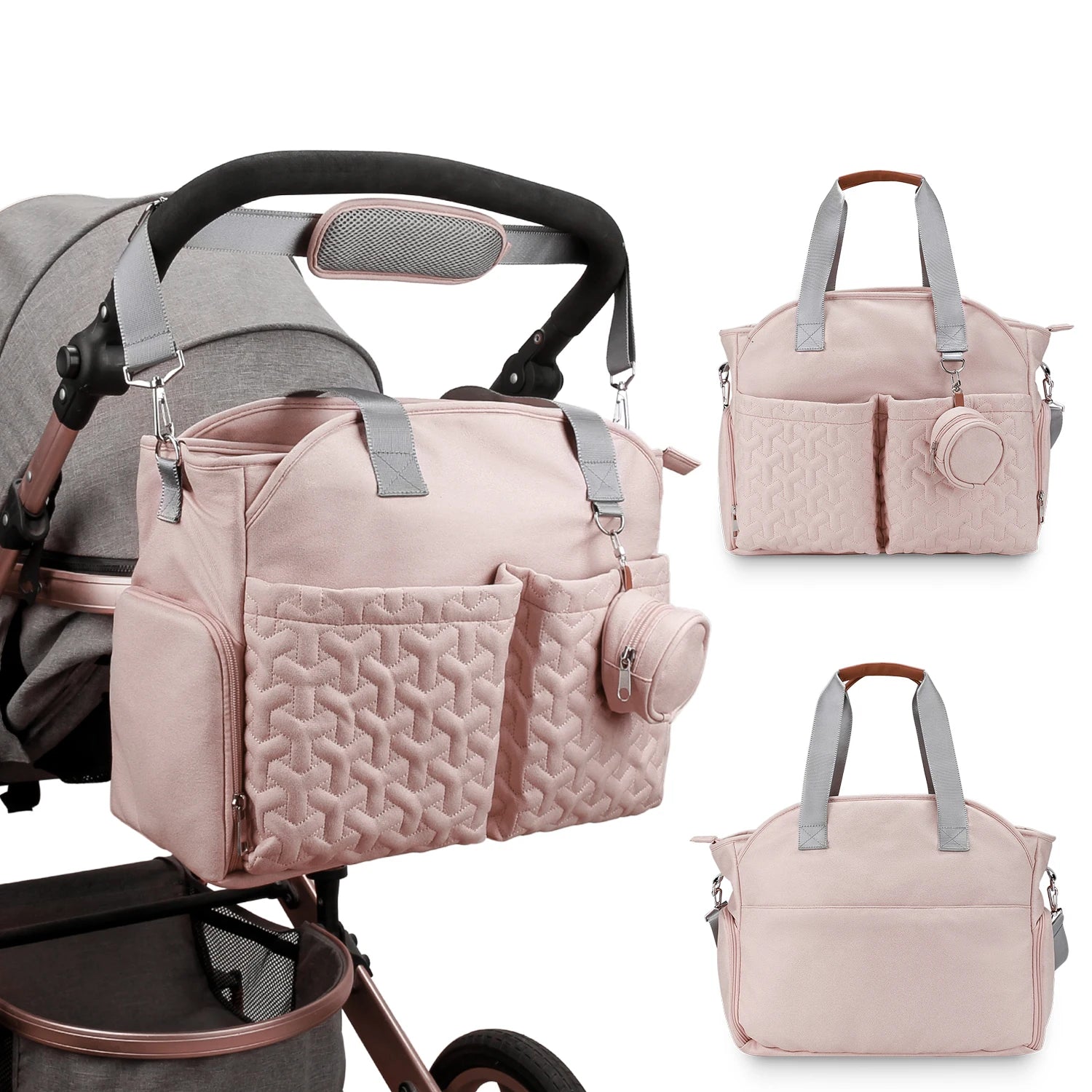 Breast Pump Bag Diaper Bag Tote with Pacifier Case Large Travel Diaper Tote for Mom and Dad Breast Pump Bag