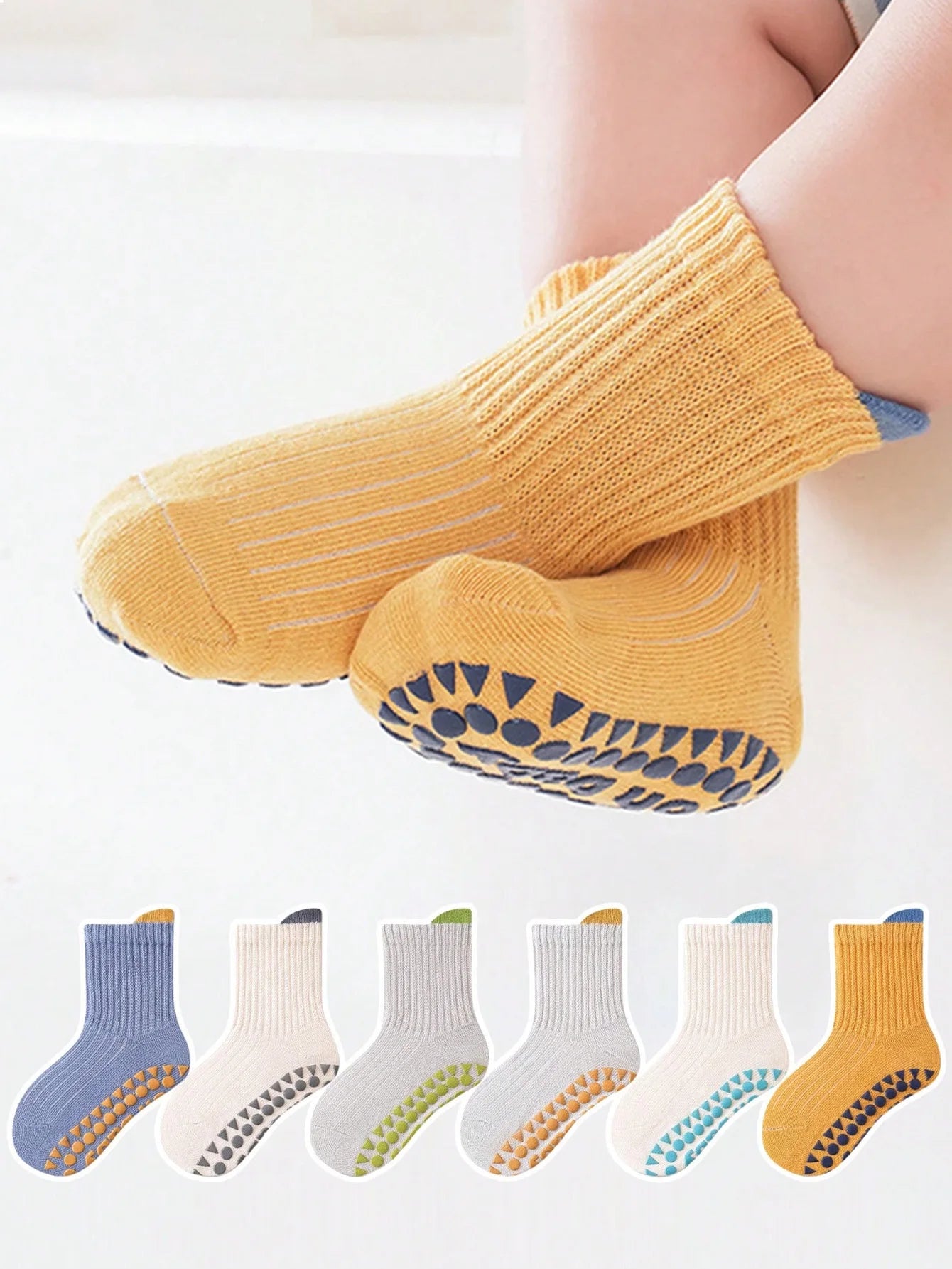 5 Pairs of Baby Floor Socks Newborn Anti-Slip Glue All Year Round Baby Loose Mouth Boys and Kidsren's Socks