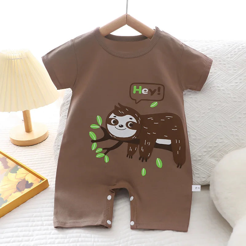 2024 Infant Toddler Crawling Clothes Cotton Summer Boys Girls Thin Male Baby Female Short-sleeved Romper suit Children's Onesie