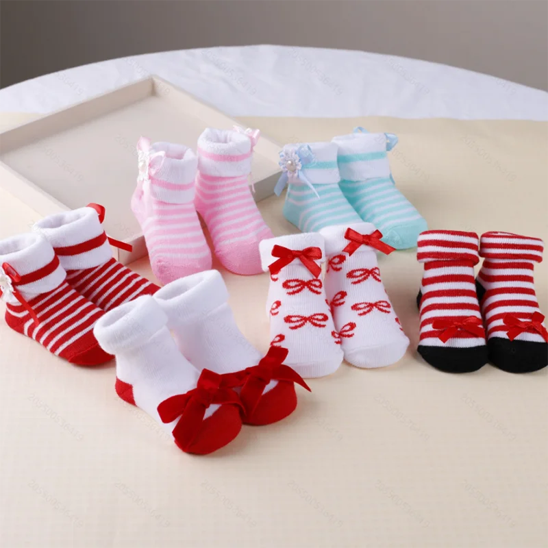 6Pairs/Lot Newborn Baby Socks Infant Kids Knee High Ruffle Girls Sock Anti Slip Long Frilly Lace Socks For 0-24months