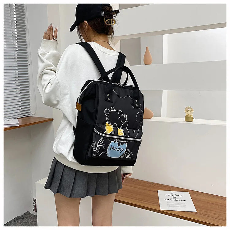 Disney New Mommy Bag Fashion Cartoon Print Large Capacity Mommy Bag Mother and Baby Bag Waterproof Bottle Diaper Backpack