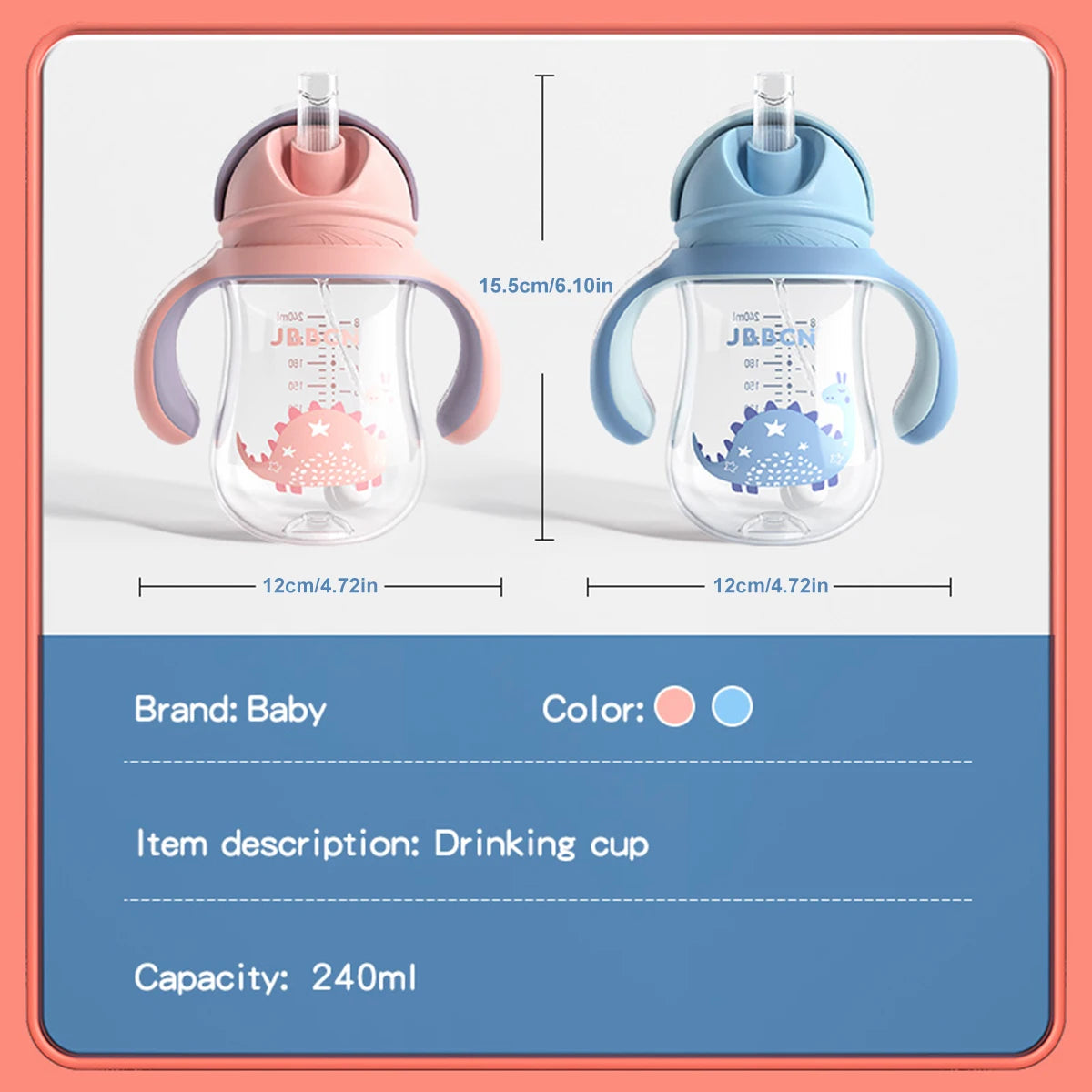 1PC Baby bottle 1-3-2 Over the age of large capacity drop resistant with straw handle brand bottle drinking water