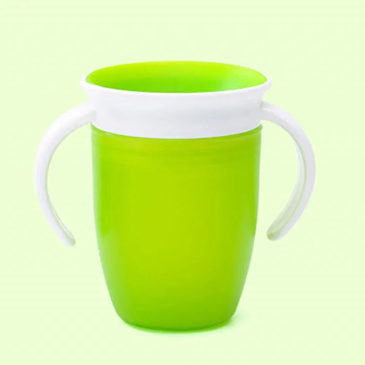 360 Degrees Can Be Rotated Baby Learning Drinking Cup with Double Handle Flip Lid Leakproof Silicone Infants Water Cups Bottle