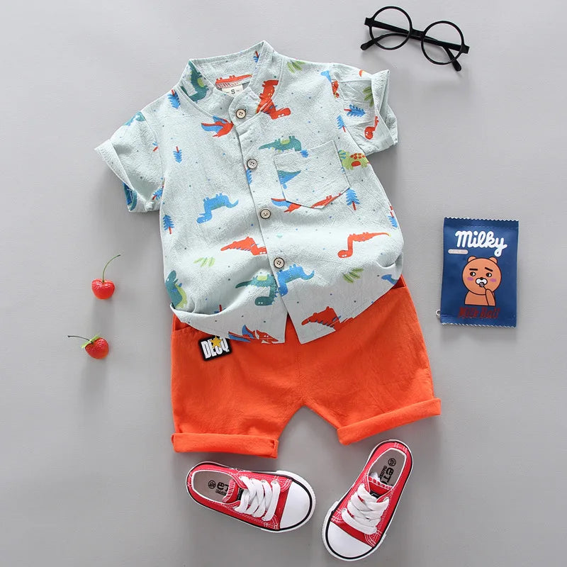 2024 Summer Casual Clothes Fashion Baby Boy's Suit Set Top Shorts 2PCS Baby Clothing Set For Boys Infant Suits Kids Clothes