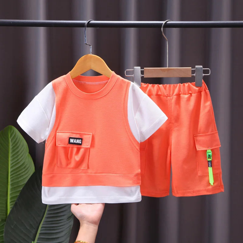 New Summer Baby Girl Clothes Infant Boys Clothing Children Casual T-Shirt Shorts 2Pcs/Set Toddler Sports Costume Kids Tracksuits