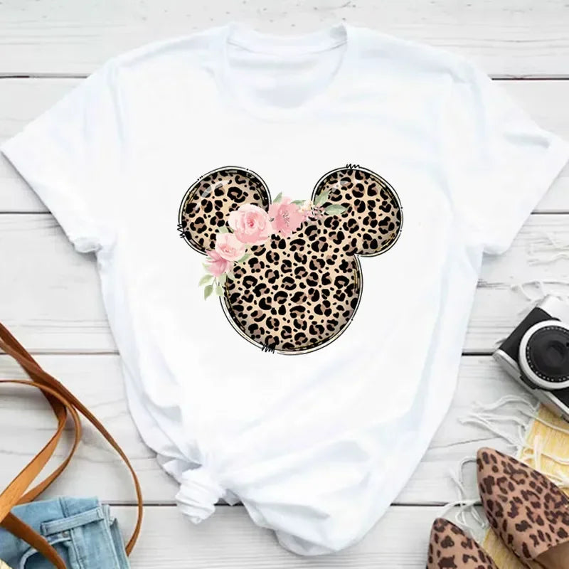 Disney Mickey Mouse Children T-shirt Fashion Minnie Pattern Print Tshirt Kid Boy Girl Clothing Summer Cotton Top Baby Casual Tee