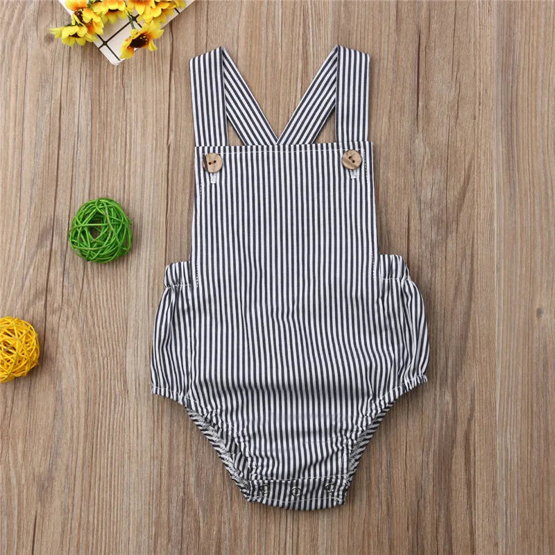 0-36months Newborn Bodysuits Summer Ruffles Playsuit For Baby Girl Solid White Beige Button Backless Infant Boy Sunsuit Playsuit