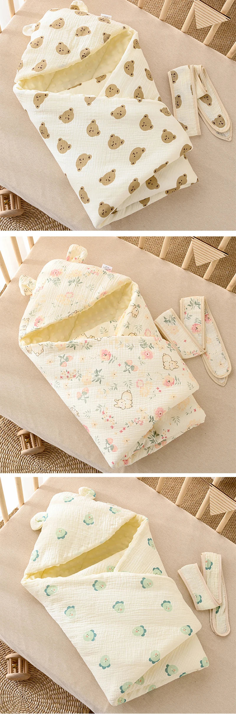 Baby Swaddle Blanket Newborn 100% Cotton Sleepin Babies Blankets Cover Infant Warm Sleep Sack With straps for 0-1Y 90*90cm