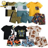 Kukitty New Summer Toddler Baby Boys 2pcs Clothes Set Fashion Printed Cotton Short Sleeve T-shirt Top and Short Pants Outfit Set