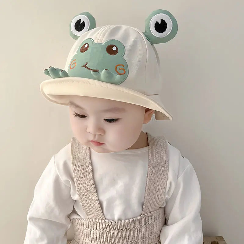 Baby Bucket Hat for Kids Spring Outdoor Boys Girls Sun Hat Summer Cute Frog Toddler Children Fisherman Cap Cotton Panama Bonnet