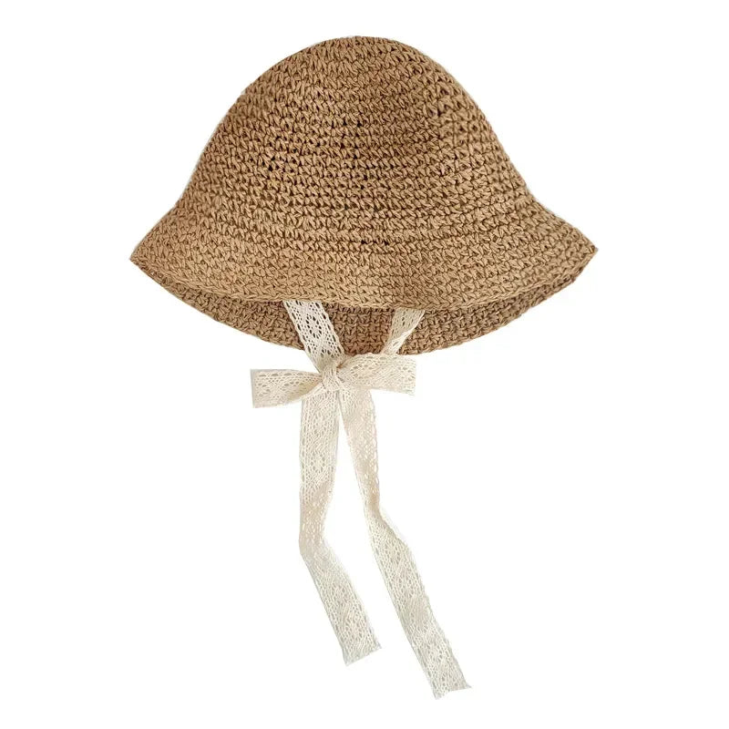 Children's Summer Hat Sunshade Lace Straw Baby Girl Cap Girls Baby Sunscreen Beach Hat Beach Children Panama Hat Princess