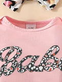 3-piece Spring and autumn baby girl Baby Valentine's Day Baby letter printed long sleeve sleeve clothing camouflage love full pr