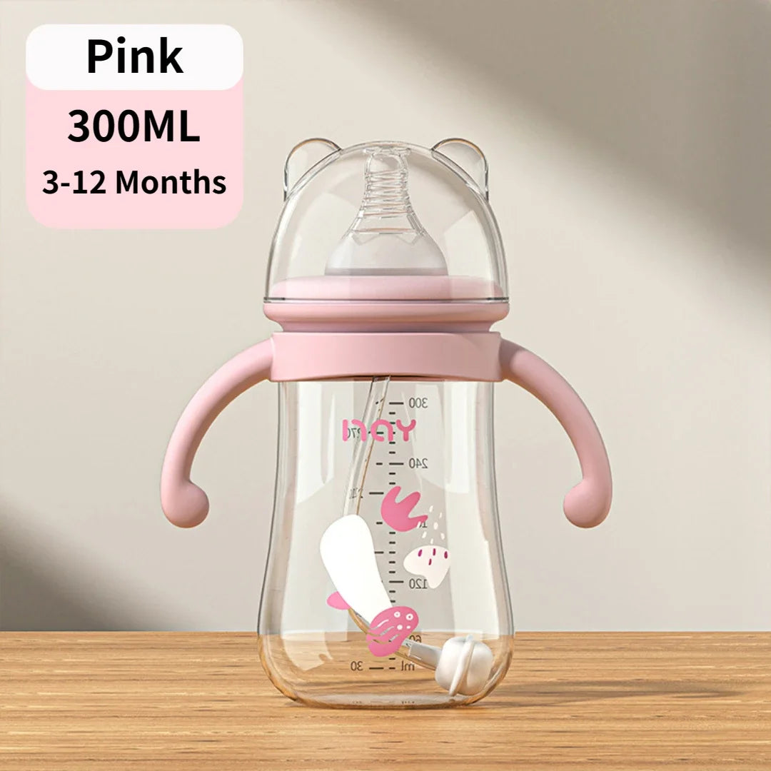 Baby Bottle with Handle PP Bottle Water Cup Set Silicone Pacifier 300ML Large Capacity Bottle Multi-purpose Baby Feeding Supply