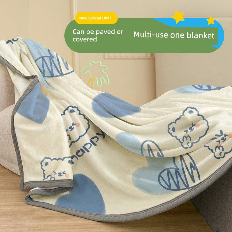 Office Nap Wool Blanket Lunch Break Shawl Flannel Multifunctional Towel Blanket All Year Round Air Conditioning Blanket Cartoon Fall and Winter