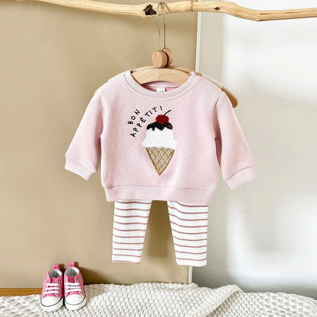 Newborn Girl Clothes Autumn Infant Outfit Sets Long Sleeve 2Pcs Pink Baby Kids Children Clothes Tracksuit Spring Top Pants