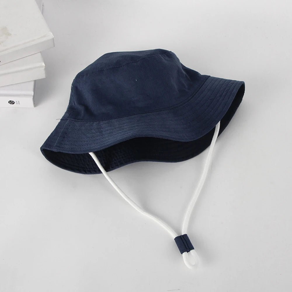 Korean Classical Bucket Hat Cream Color Children's Fisherman's Hats Autumn Travel Baby Boys Girls Sun Caps For Kids 0-8 Years