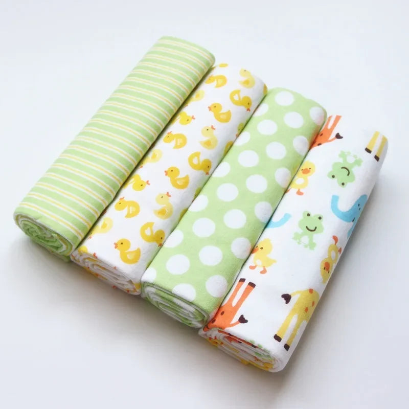 4pcs/pack 100% Cotton Receiving Baby Blanket Newborn 76x76cm Baby Bedsheet Supersoft Flannel Diapers New Born Blanket Swaddle