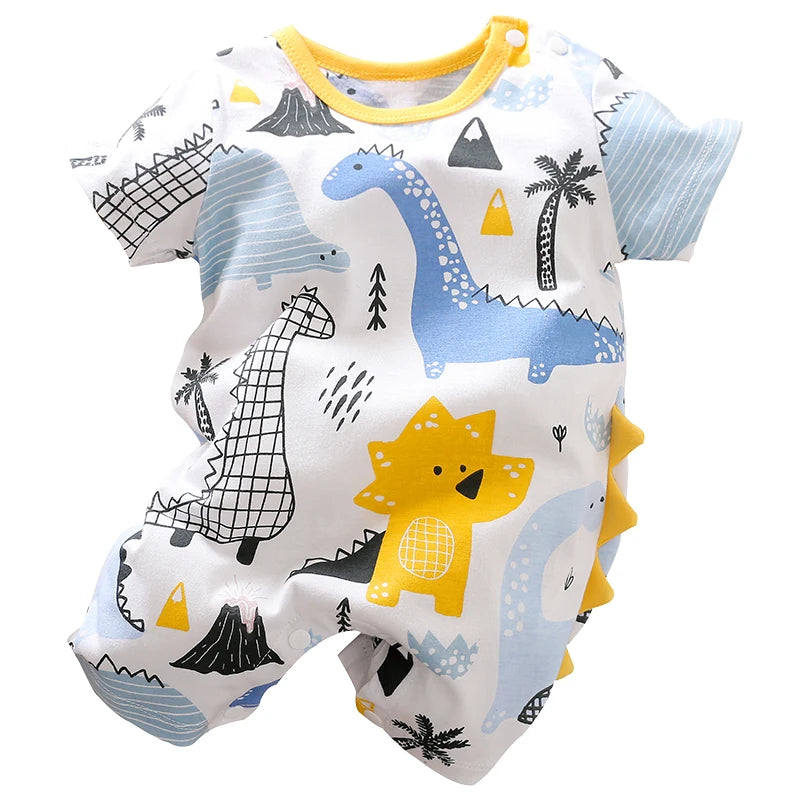 Short Sleeve Print Baby Boys Girls Clothing Cartoon Dinosaur Printed Clothes 0-18 months Newborn Baby Newborn Summer Spring Cool