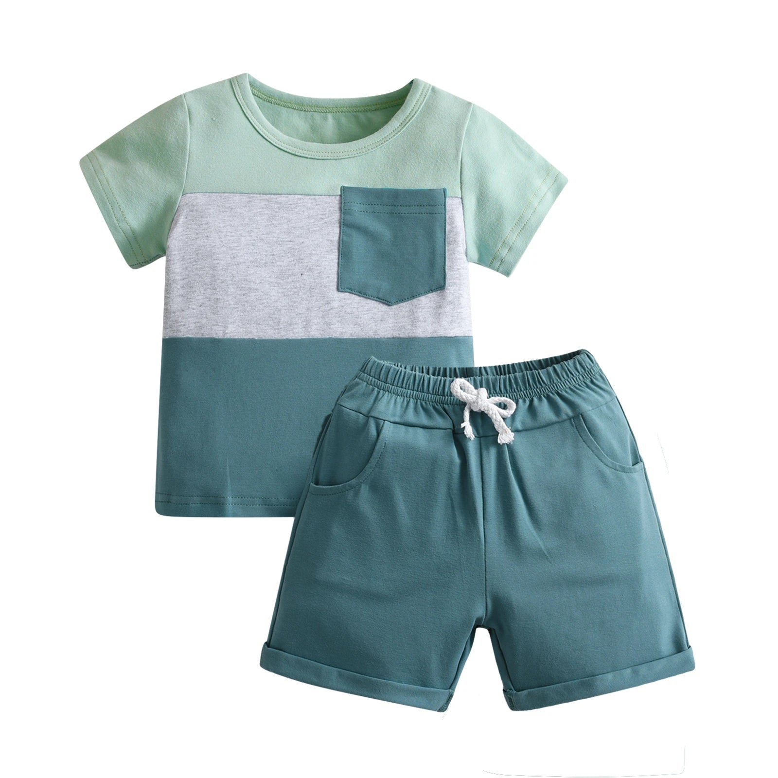 Kukitty New Summer Toddler Baby Boys 2pcs Clothes Set Fashion Printed Cotton Short Sleeve T-shirt Top and Short Pants Outfit Set