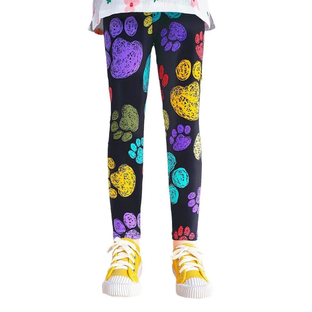 Cute Girls Leggings Spring Autumn Printing Flower Pants Sweet Girl Pencil Pants Kids Trousers Children Clothing