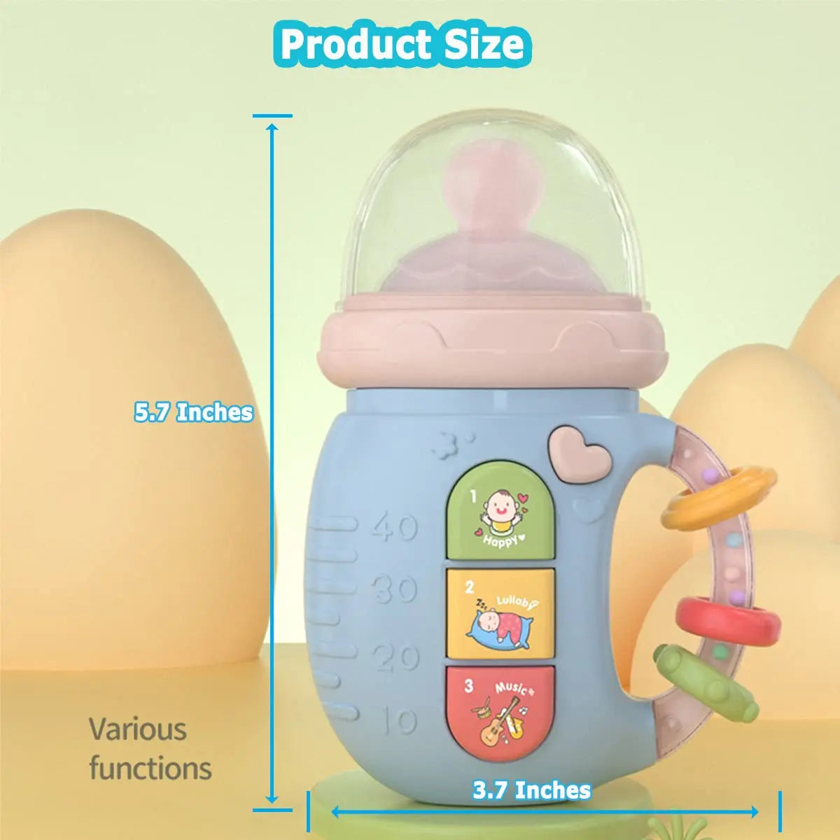 Dr.isla Baby Musical Feeding Bottle Pacifier Newborn Soft Teether Rattles Educational Toy 0-12M Soothing Vocal Music