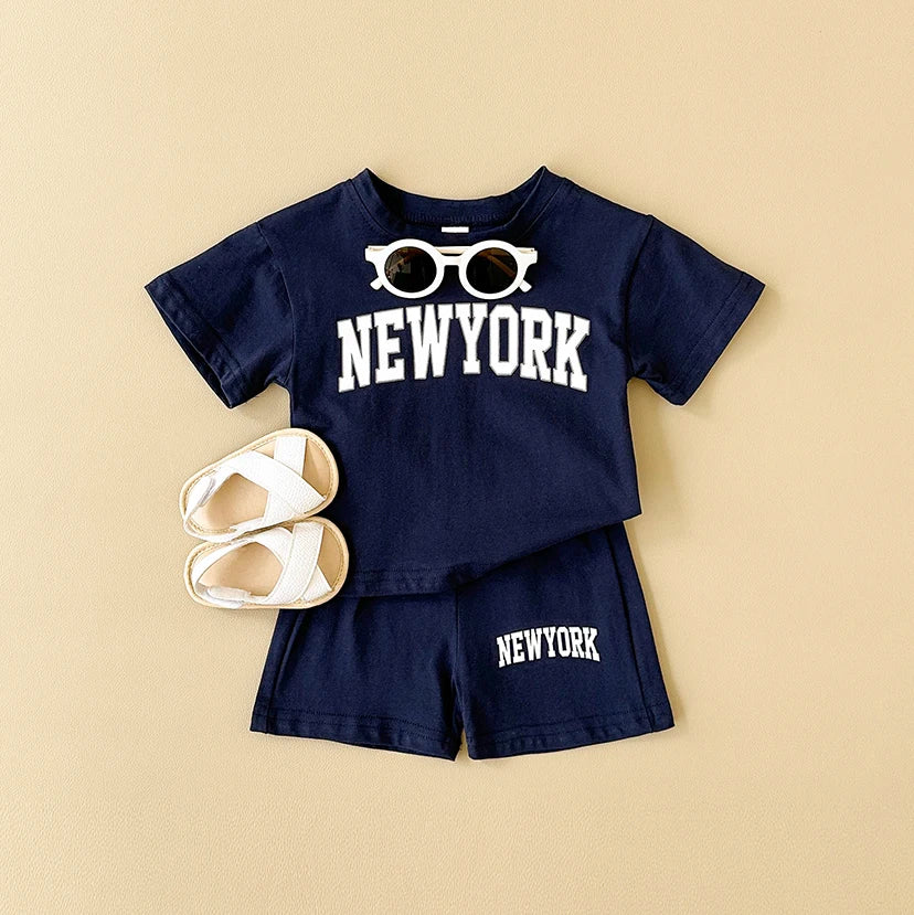 2024 New Summer Baby Boys Clothes Casual Letter Printed Short Sleeved T-shirt+shorts Girls Sports Set 2Pcs Infant Outfit Set