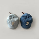 Retro Denim Baseball Cap for Baby Letter Short-brim Sun Hat Summer Adjustable Kids Boys Girls Peaked Caps