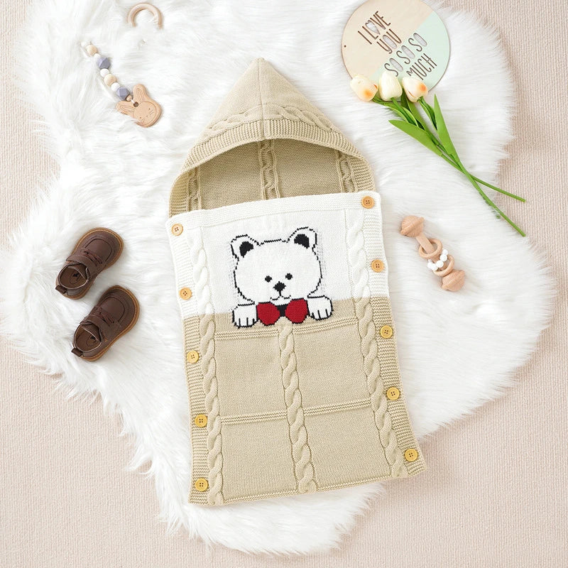 New Baby Winter Swaddle Wrap Blankets Knitted Toddler Infant Baby Swaddle Kids Warm Stroller Crib Envelope Newborn Baby Blankets