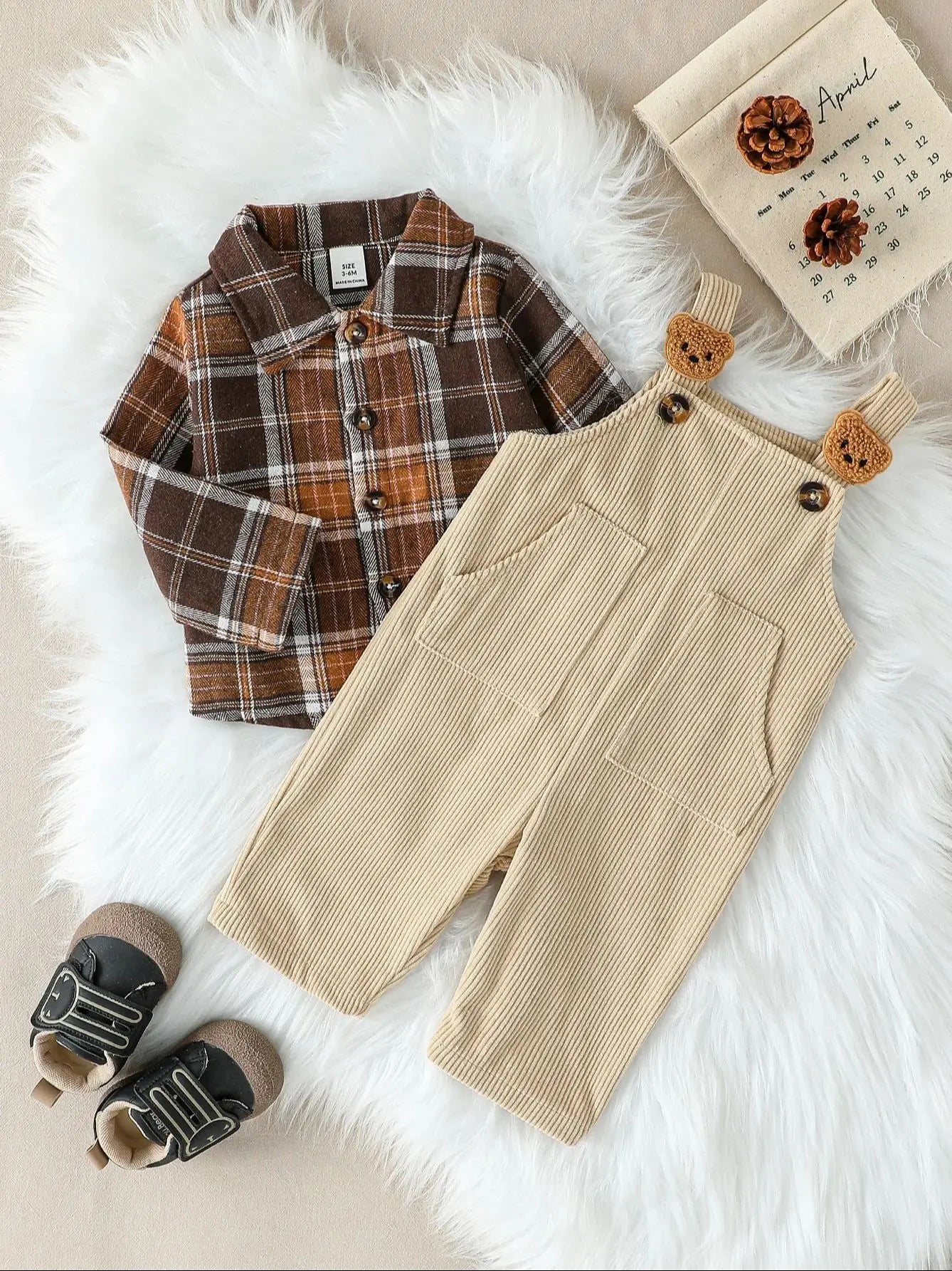 Spring Autumn Baby Boys Long Sleeve Plaid Shirt Children's Clothing +Jumpsuit Overalls Romper 2Pieces Leisure Suit For 1-3Y