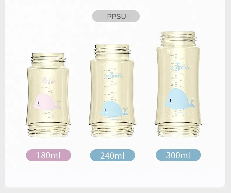 Dr.Green  Wide Mouth Baby Bottle body Inverted Bottle Body Glass/PPSU material 150mL/240mL/300mL High temperature resistant