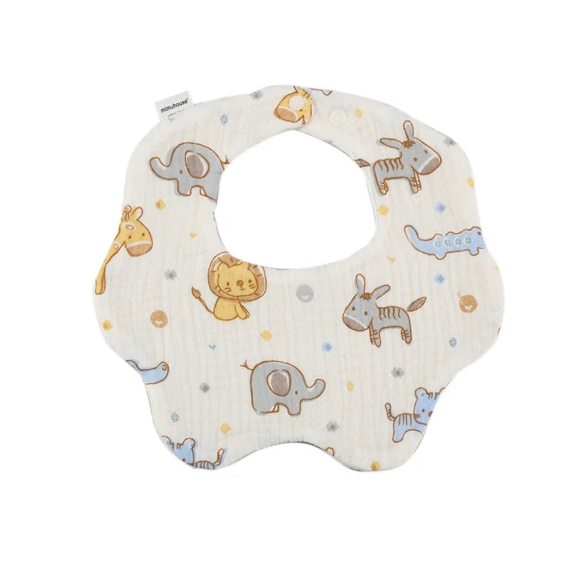 Baby Bibs Cotton Newborn Waterproof Burp Cloths Adjustable Infant Girls and Boys Cute Cartoon Print Bib Baby Feeding Accessories