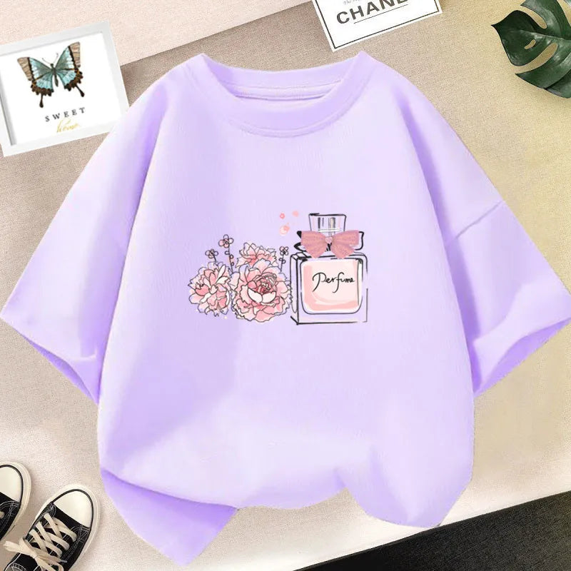 Happy Smile Design Girls Tshirt Kids Street Breathable Tops Personality Cotton Clothing Summer Cool Sports T-Shirts