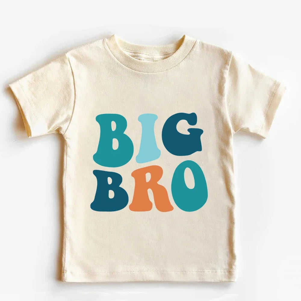 Big Brother Little Brother Family Matching Shirt Boys Summer T-shirt Kids Retro Short Sleeve Tops Outfit  Sibling Shirts Clothes