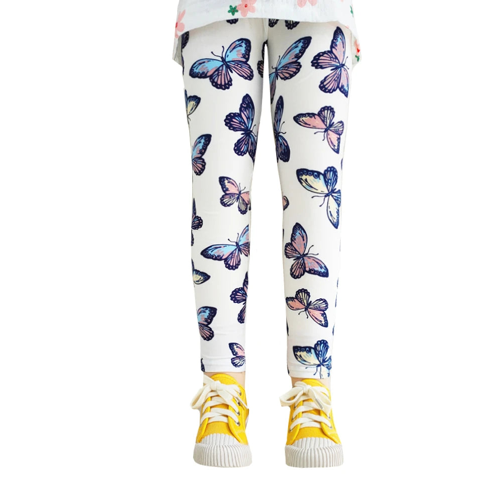 Cute Girls Leggings Spring Autumn Printing Flower Pants Sweet Girl Pencil Pants Kids Trousers Children Clothing