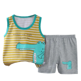 Vest+Shorts 2-Piece Clothing Set Cartoon Lion Pajamas Summer Kids Baby Boys Girls Cotton Casual Tracksuit Clothes Suit 1-6 Years