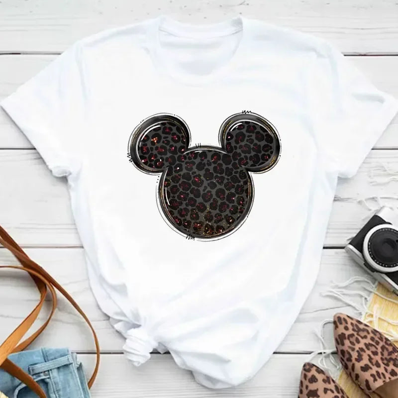 Disney Mickey Mouse Children T-shirt Fashion Minnie Pattern Print Tshirt Kid Boy Girl Clothing Summer Cotton Top Baby Casual Tee