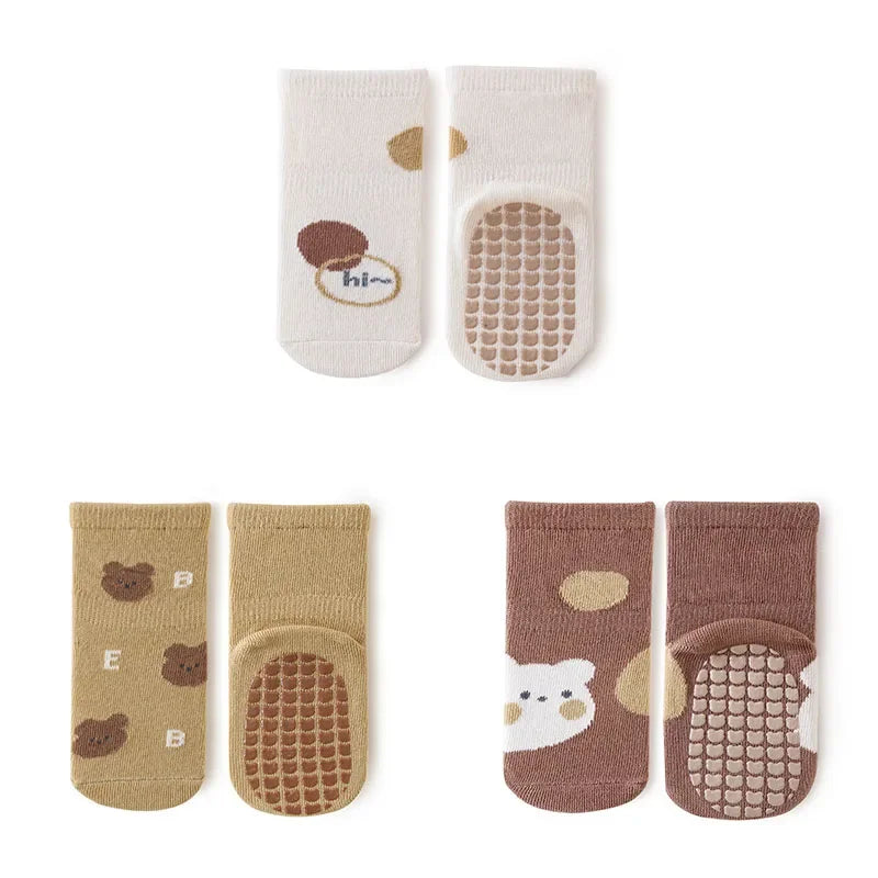 3 Pairs Newborn Baby Socks Cartoon Toddler Anti Slip Cotton Floor Socks for Girl Boy Cute Unisex Accessories Four Season